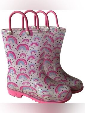 Capelli Girls Pink Rainbow Rain Boots